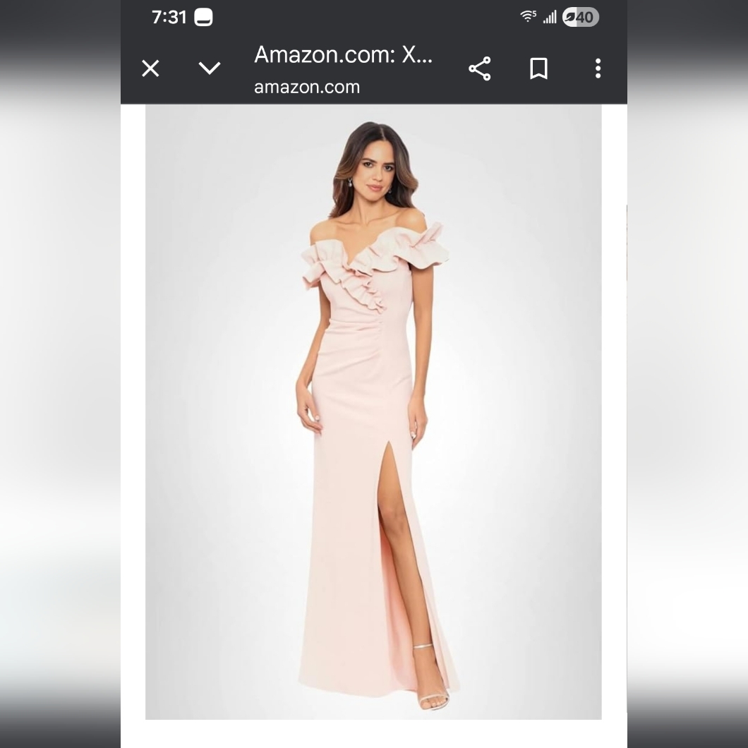 Xscape - Chic Off Shoulder Ruffle Dress In Blush - Size 6 Nwt
